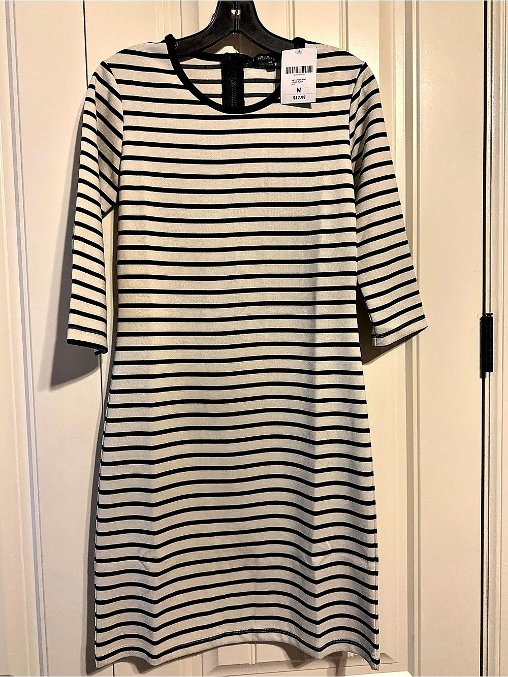 Forever 21 Striped Midi Dress in White & Black Size Medium NWT